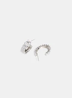 Cubic Zirconia Open-Hoop Earrings