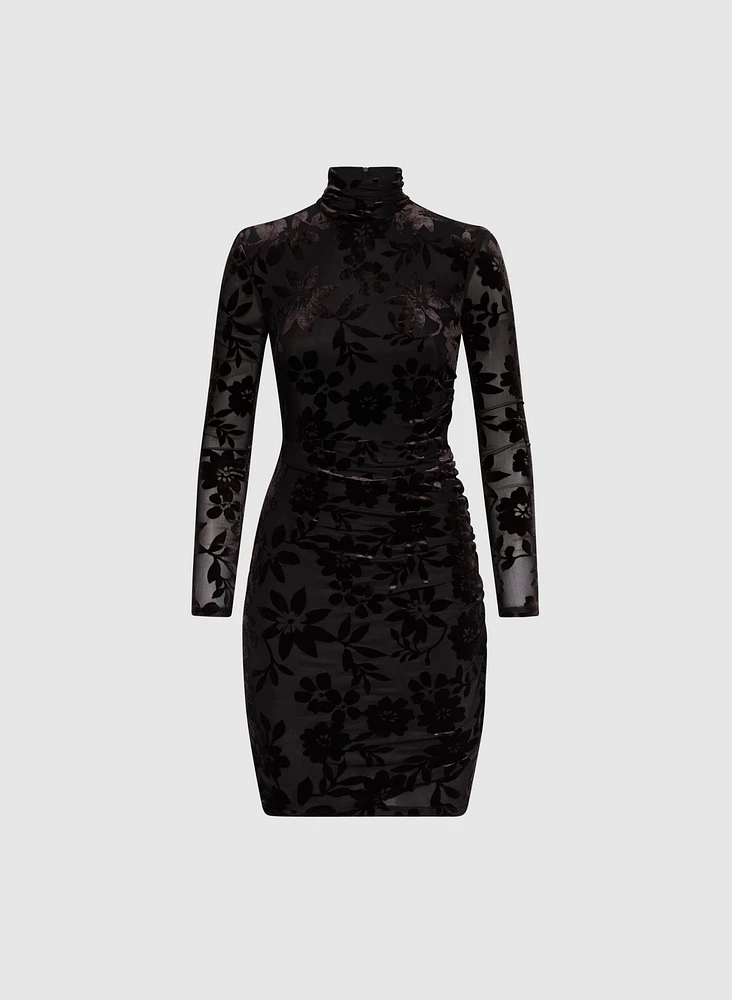 Robe en velours floral
