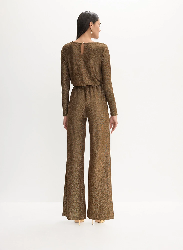 Glitter Knit Cowl Neck Jumpsuit