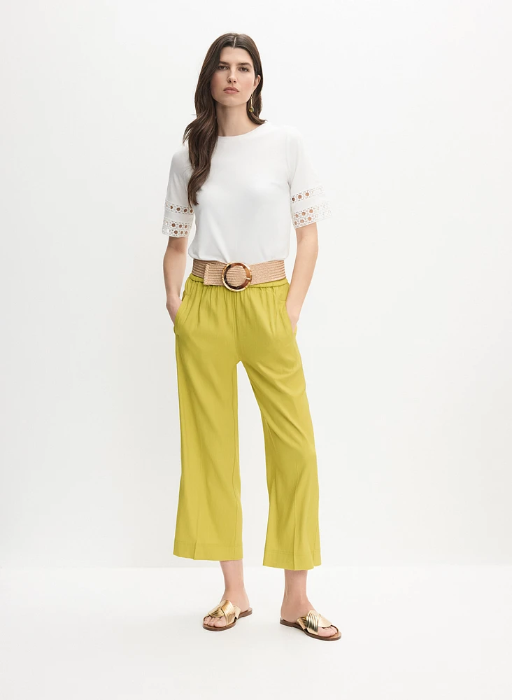 Cropped Linen-Blend Pants