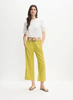 Cropped Linen-Blend Pants