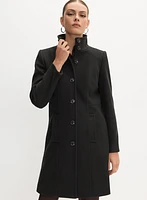Stand Collar Wool-Blend Coat