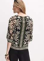 Mixed Tropical Print Blouse