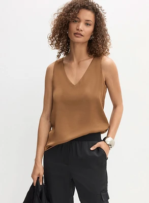 Essential V-Neck Satin Tank Top