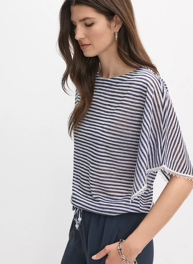 Striped Crochet Trim Top