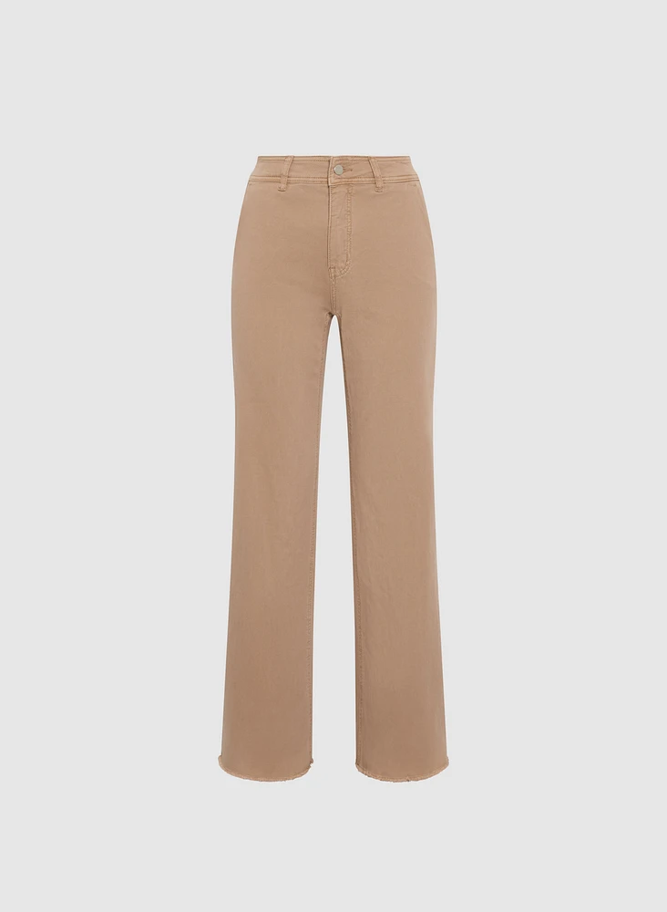 Frayed Hem Wide-Leg Jeans