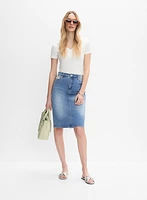 Embellished Denim Pencil Skirt