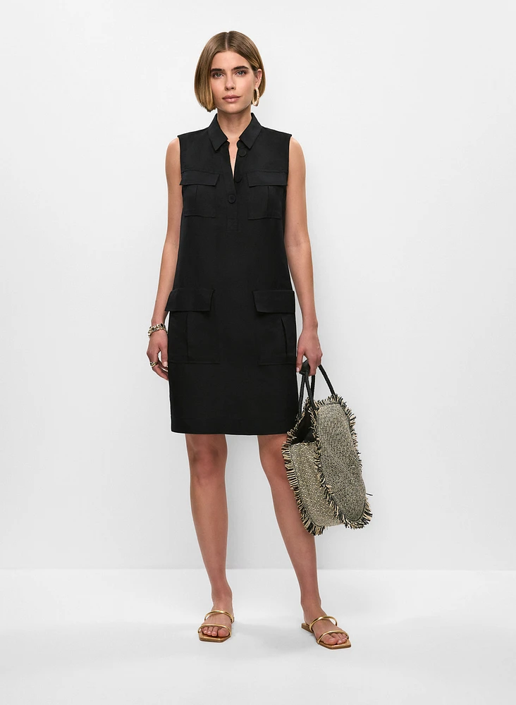 Linen-Blend Shirt Dress