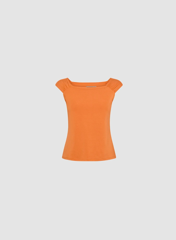 Pleated Cap Sleeve Top
