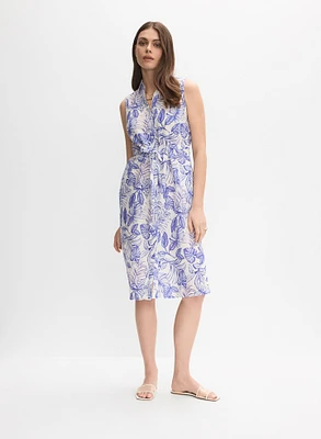 Leaf Print Linen Dress