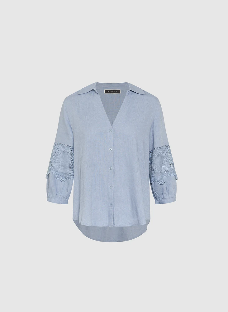 Blouse à détail crochet aux manches