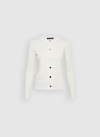 Fitted Metallic Button Cardigan
