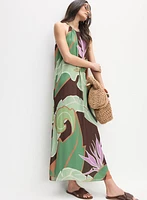 Graphic Palm Print Maxi Dress