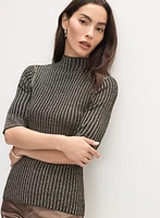 Pull en tricot côtelé métallique