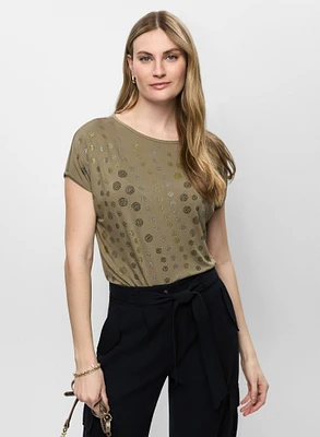 T-shirt à motif pois en strass