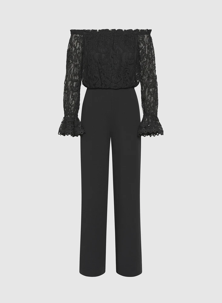 Lace & Crepe Jumpsuit