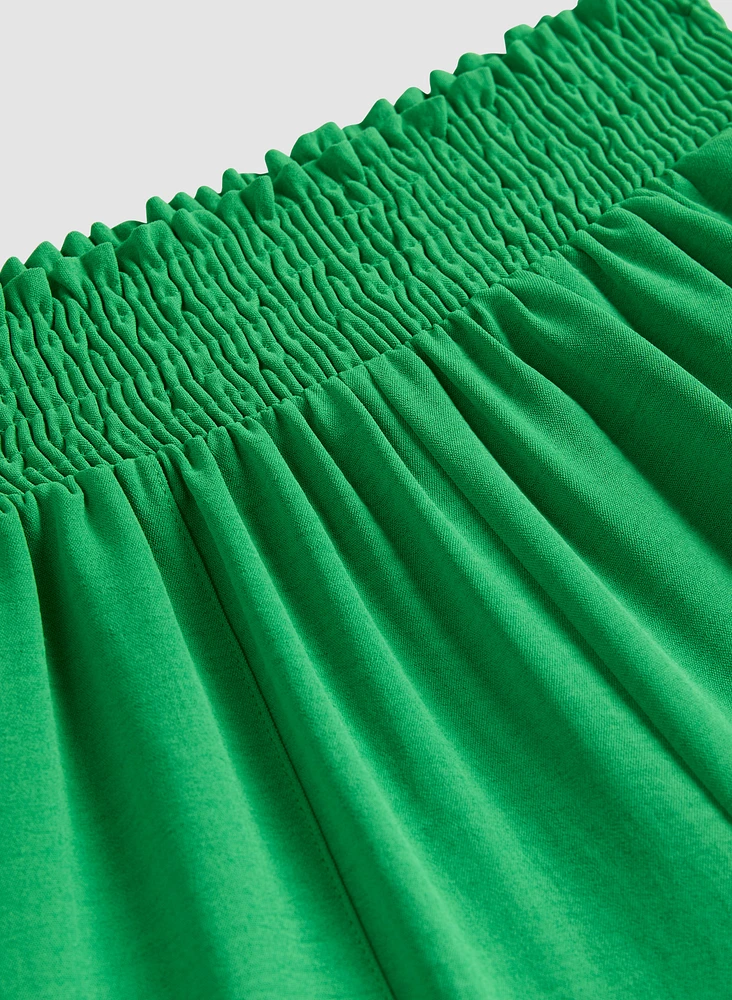 Shirred Waist Wide-Leg Pants