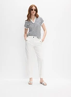 Striped Polo-Neck T-Shirt