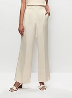 Pantalon à jambe large en mélange de lin