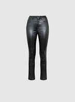 Coated Metallic Slim-Leg Jeans