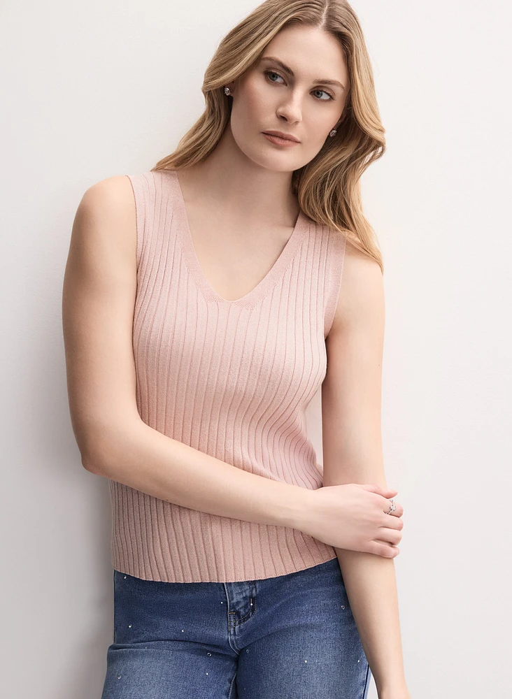 Sleeveless Ribbed Knit Sweater