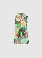 Blouse sans manches à motif palmiers