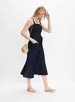 Linen-Blend Button-Down Dress