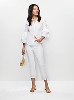 Eyelet Hem Denim Capris