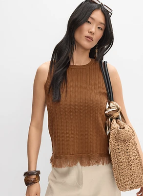 Débardeur en crochet à franges
