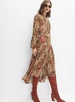 Belted Paisley Shirt Dress