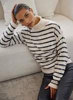 Pull rayé à paillettes avant