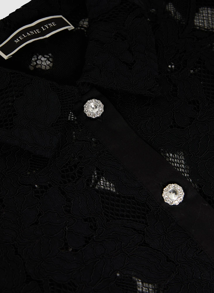 Pearl Button Lace Blouse