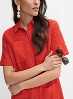 Eyelet Embroidered Shirt Dress