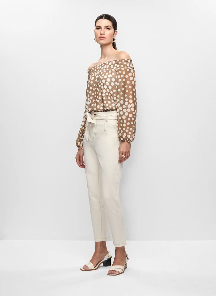 Pantalon en denim à taille nouée