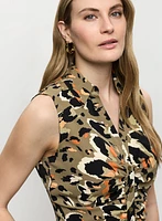 Blouse sans manches à motif léopard