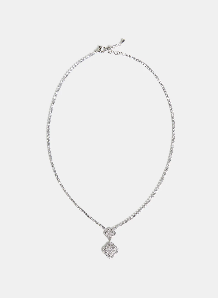 Cubic Zirconia Clover Pendant Necklace