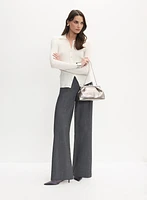 Pull boutonné et pantalon jambe large