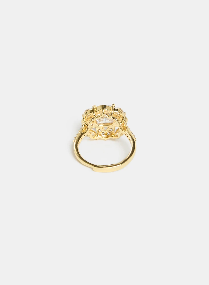Crystal Floral Ring