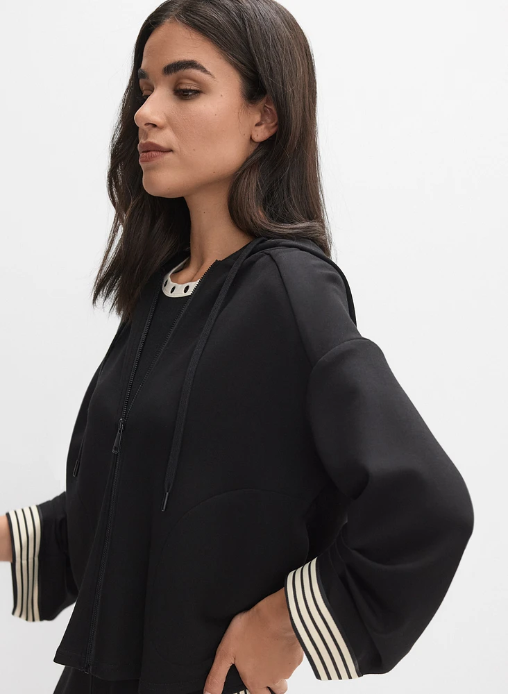 Striped Trim Zip-Up Jacket