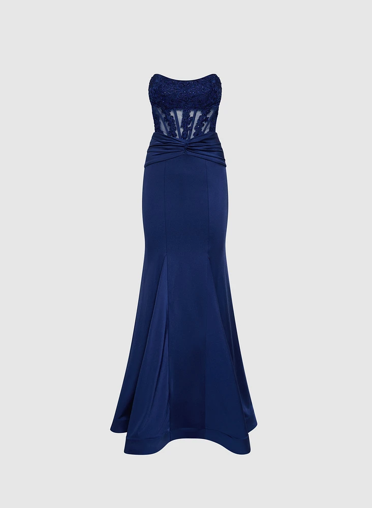 Robe de soirée à corset en dentelle