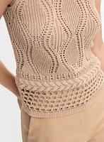 Braid Detail Open Knit Tank