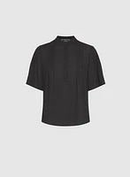 Blouse en crêpe à encolure boutonnée