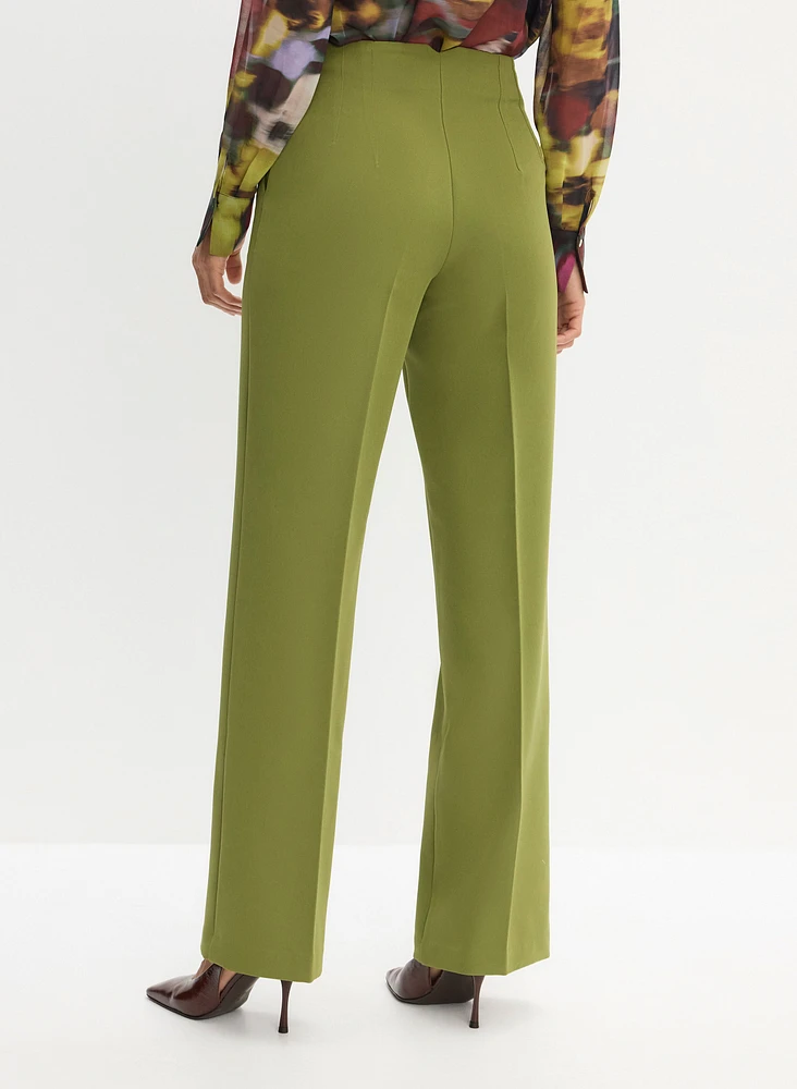 Pantalon à jambe large et nervures décoratives
