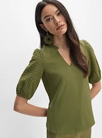 Eyelet Sleeve Top