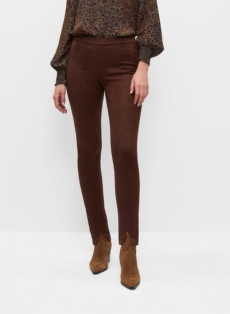 Pantalon étroit en faux suède