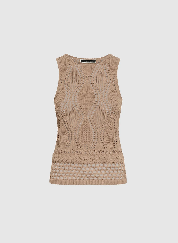 Braid Detail Open Knit Tank
