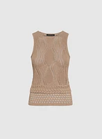 Braid Detail Open Knit Tank