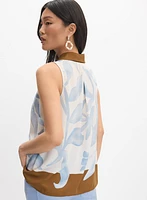 Palm Print Colour Block Blouse