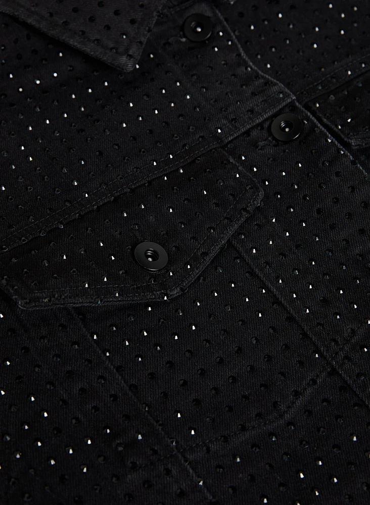 Rhinestone Detail Denim Jacket