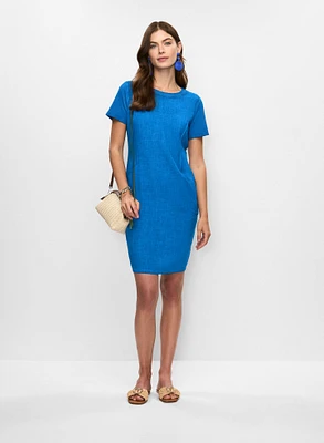Robe à manches courtes en lin mélang